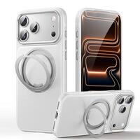 Чехол для iPhone 18 pro max/ 17 pro Max силиконовый с поворотным кольцом белый
