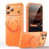 Чехол для iPhone 18 pro max/ 17 Pro Max силиконовый с поворотным кольцом оранжевый
