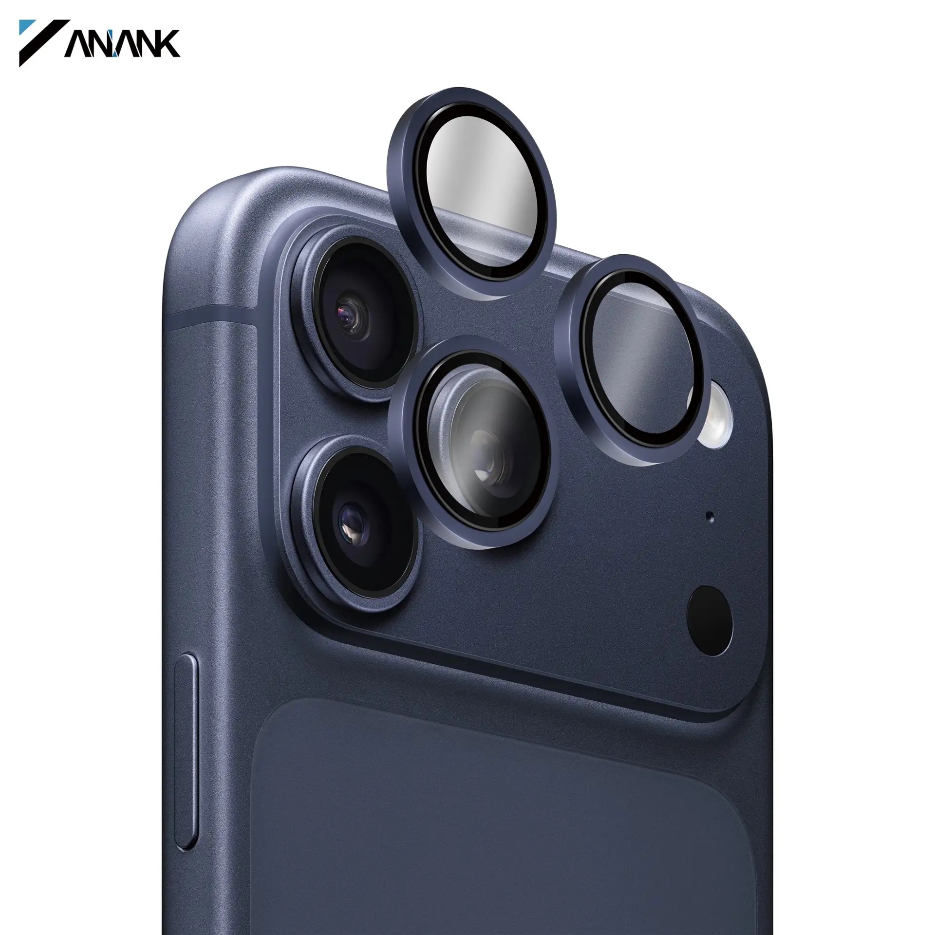 Защитное стекло для камер iPhone 17 pro/17 pro max Anank Blue Вид сбоку
