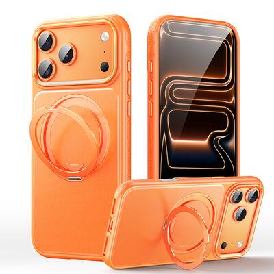 Чехол для iPhone 18 pro/ 17 pro силиконовый с поворотным кольцом оранжевый