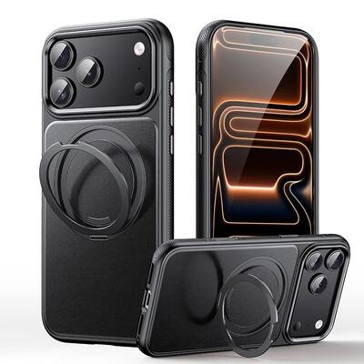 Чехол для iPhone 18 pro max/ 17 pro Max силиконовый с поворотным кольцом черный